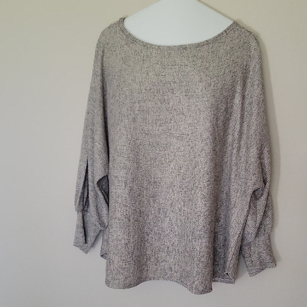 Gray Textured Long Sleeve Top